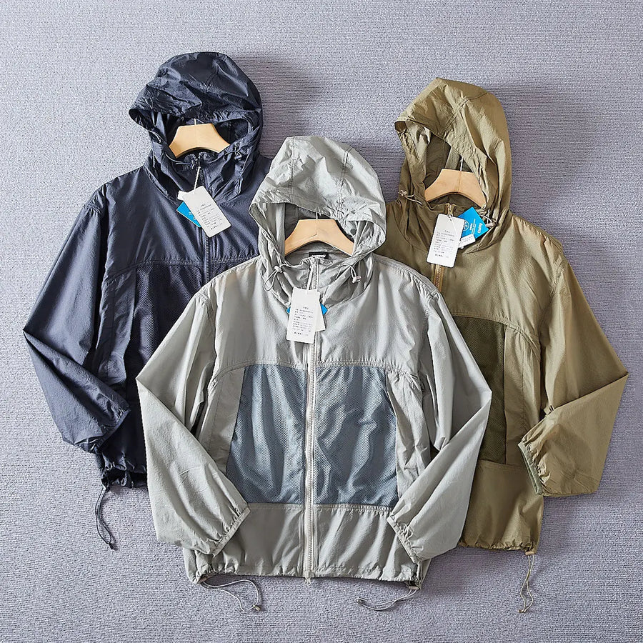 Unisex Kapuzenjacke leicht mit Reißverschluss und Netzeinsätzen