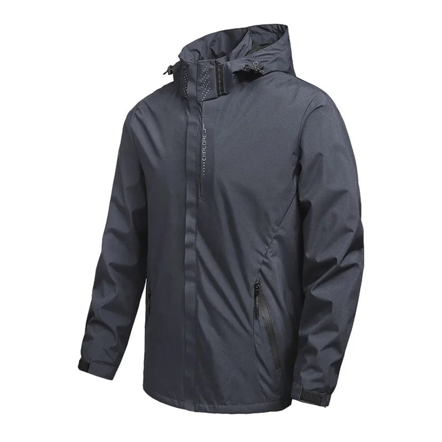 Unisex Outdoorjacke mit Kapuze und Reißverschluss, wasserabweisend