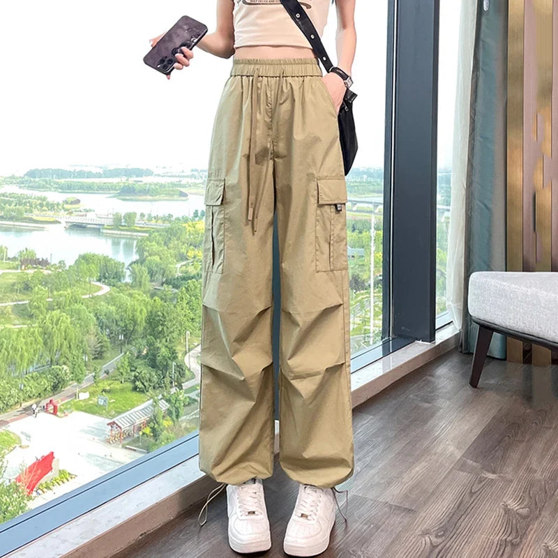 Damen Cargo Hose locker geschnitten mit Taschen Gummizug