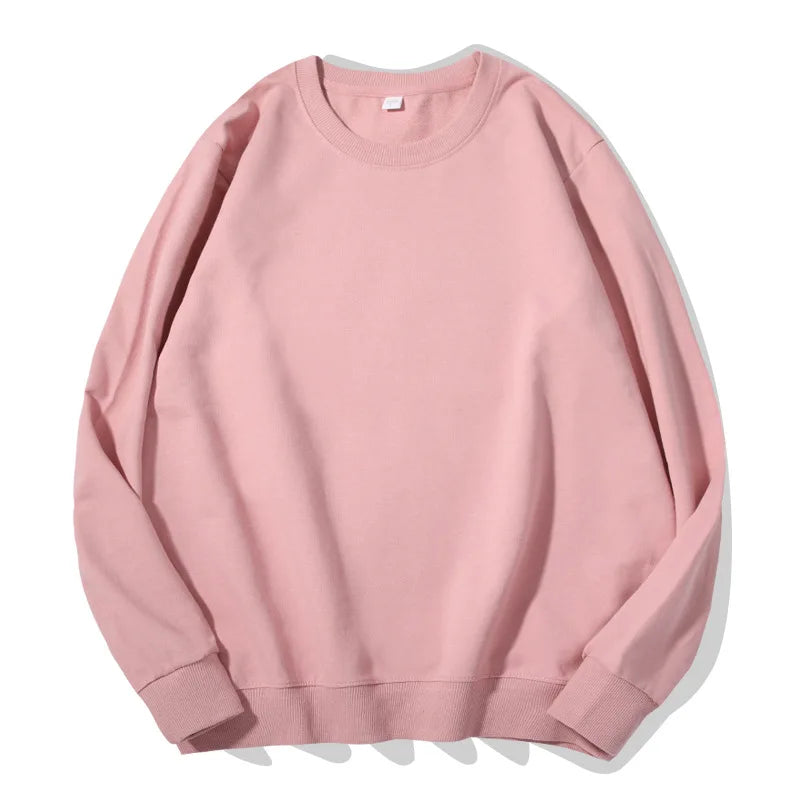 Unisex basic sweatshirt met ronde hals, lange mouwen, effen, geribde boorden, casual trui