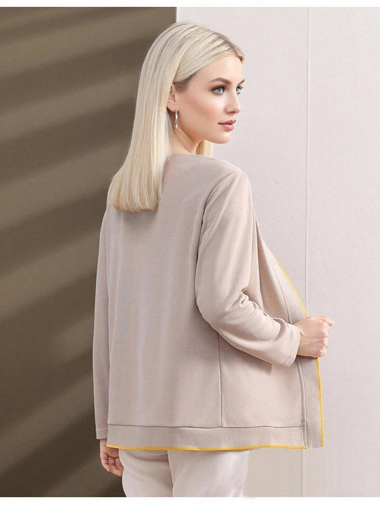 Damen 2-teiliges Set Cardigan und gemustertes Oberteil