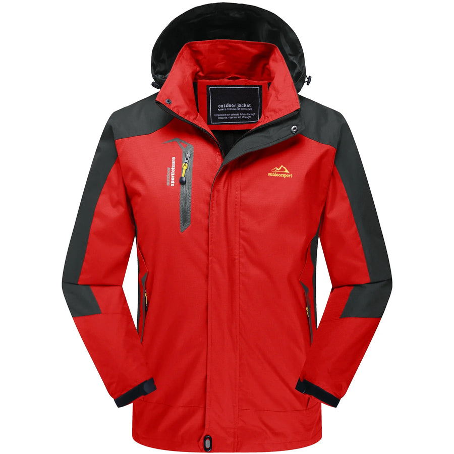 Outdoor Jacke mit Kapuze für Herren, Zweifarbig, Reißverschluss, Wasserabweisend