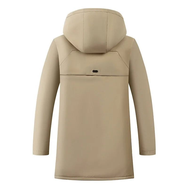 Herren Winterjacke mit Kapuze Gefüttert Lang Warm Parka