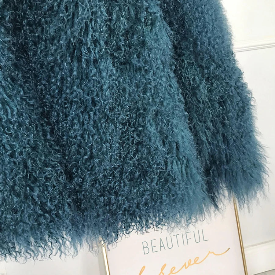 Damen Pelzimitat Mantel Lockiges Plüsch Teddy-Stil Jacke Langarm offener Schnitt