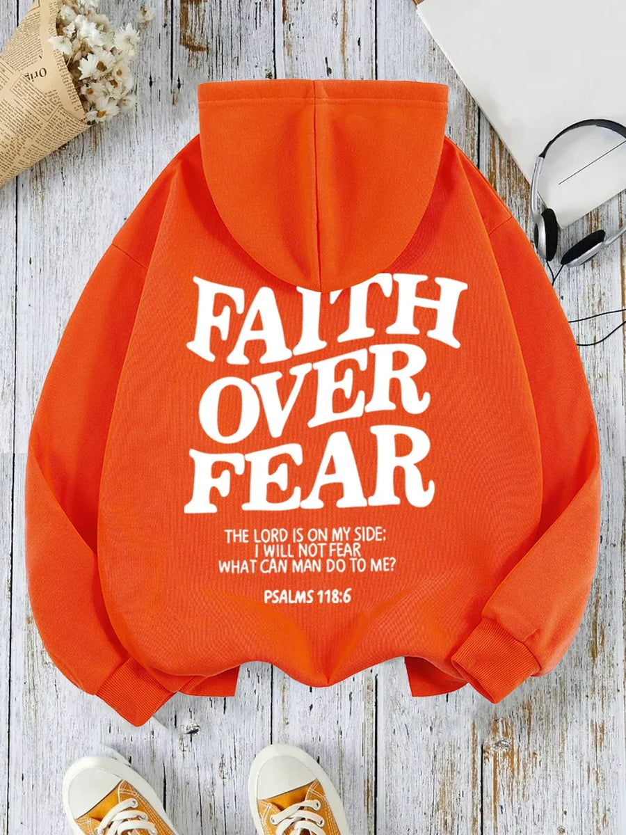 Hoodie met capuchon & tekstprint op de achterkant, lange mouwen, casual trui