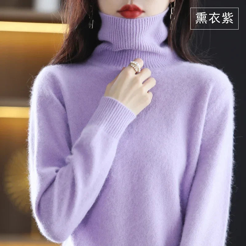 Damen Rollkragenpullover Langarm Strickpullover Weiches Material