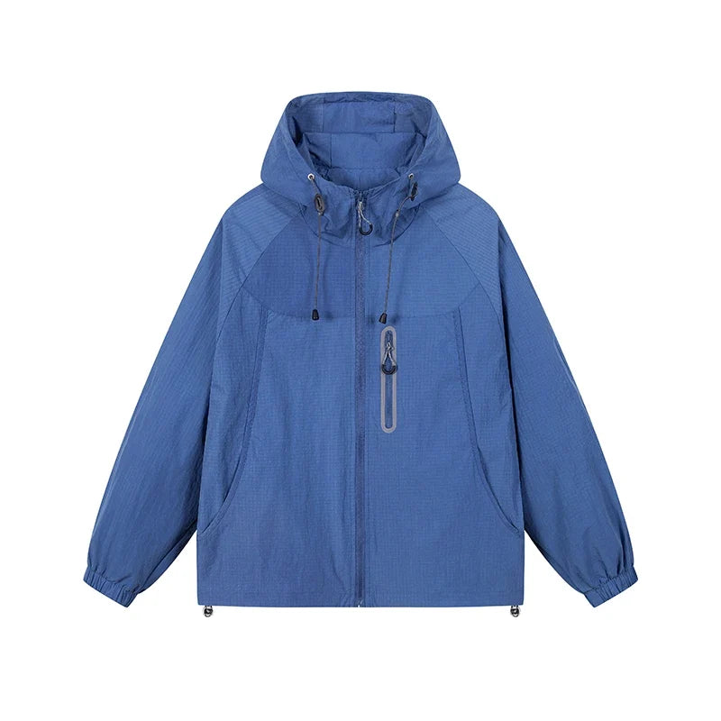 Unisex Leichte Jacke mit Kapuze und Reißverschluss Tasche