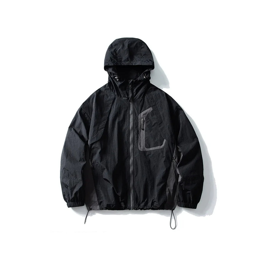Unisex Leichte Jacke mit Kapuze und Reißverschluss Tasche
