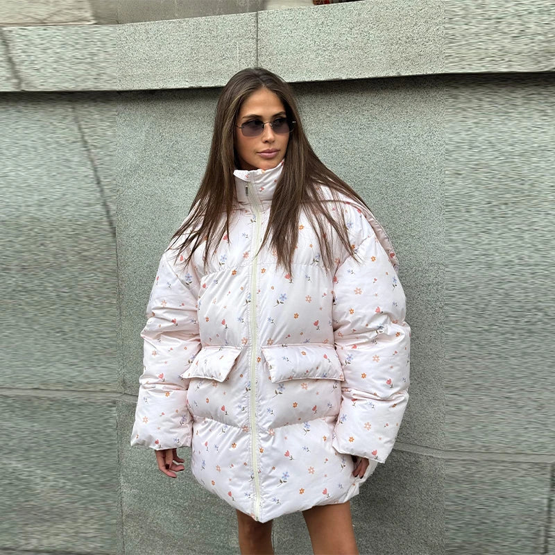 Damen Winter Steppjacke mit Kapuze und Kordelzug
