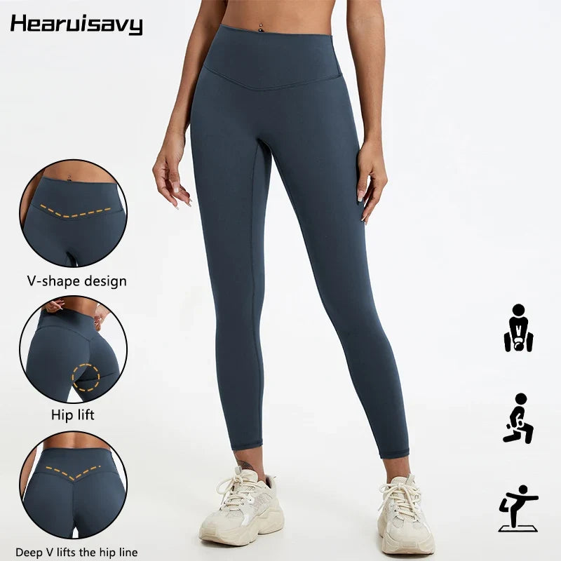 Sportlegging voor dames met hoge taille, V-design en liftend effect voor de billen