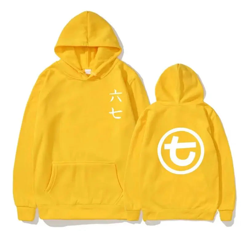 Hoodie met Chinese karakters en rond symbool, effen