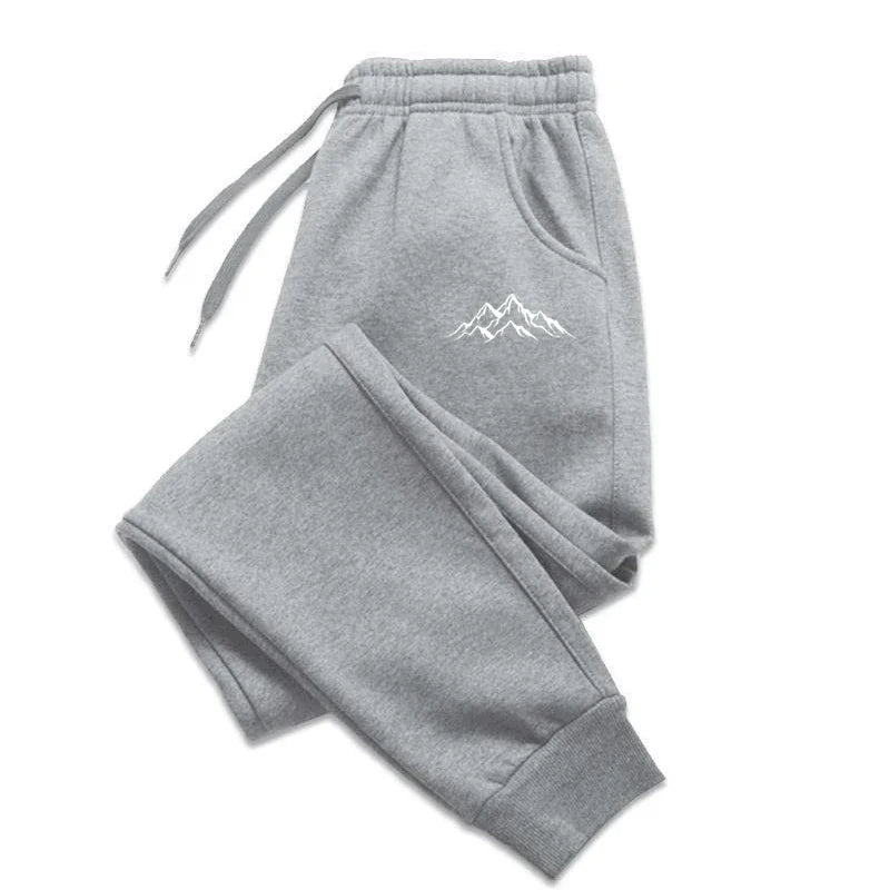 Unisex Jogginghose mit Kordelzug und Berg-Print, bequeme Freizeithose