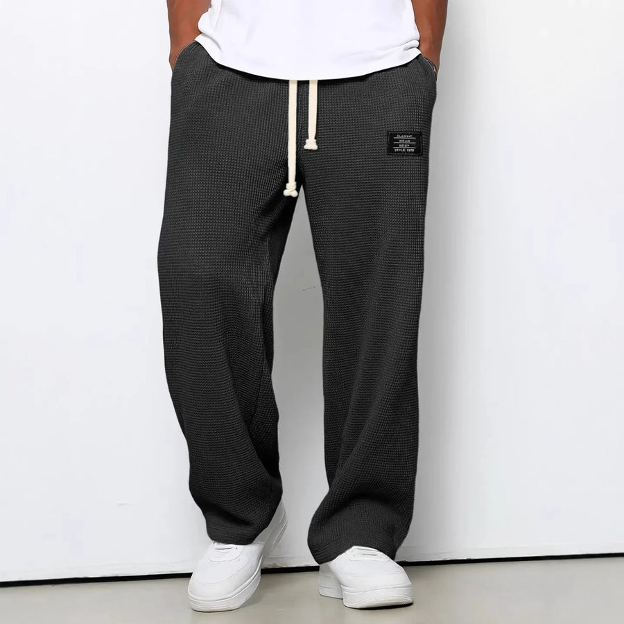 Unisex Waffel-Jogginghose mit Kordelzug und weitem Bein