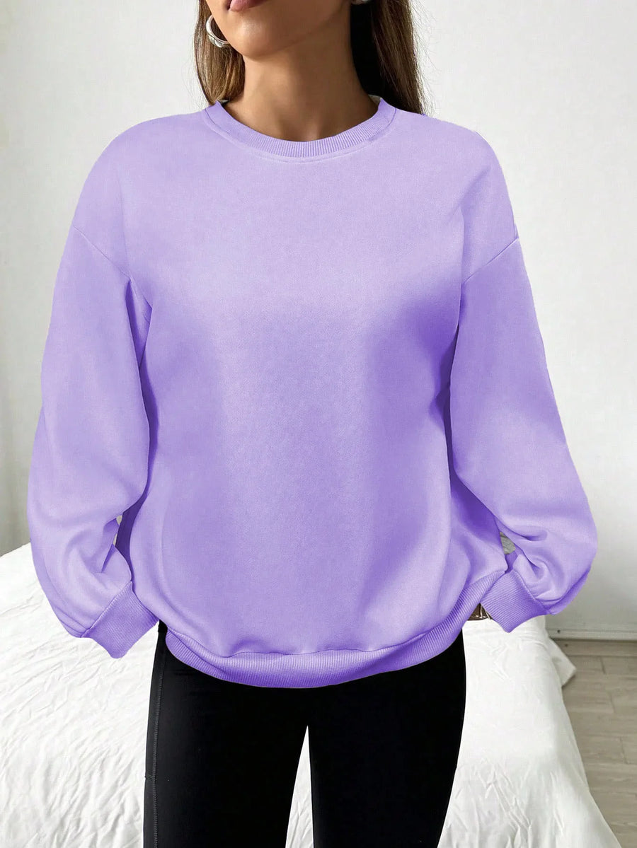 Grijs damessweatshirt met ronde hals, lange mouwen, oversized