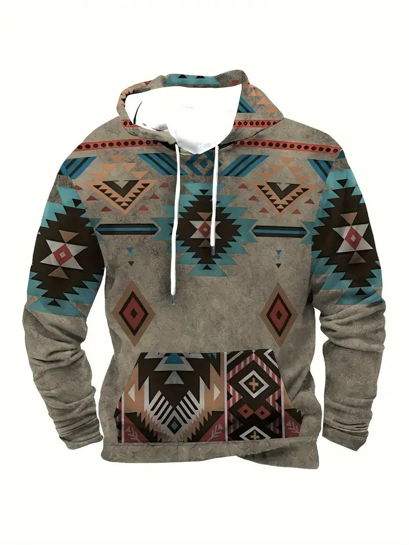 Hoodie mit Motivdruck, Kängurutasche, Kapuze und Kordelzug