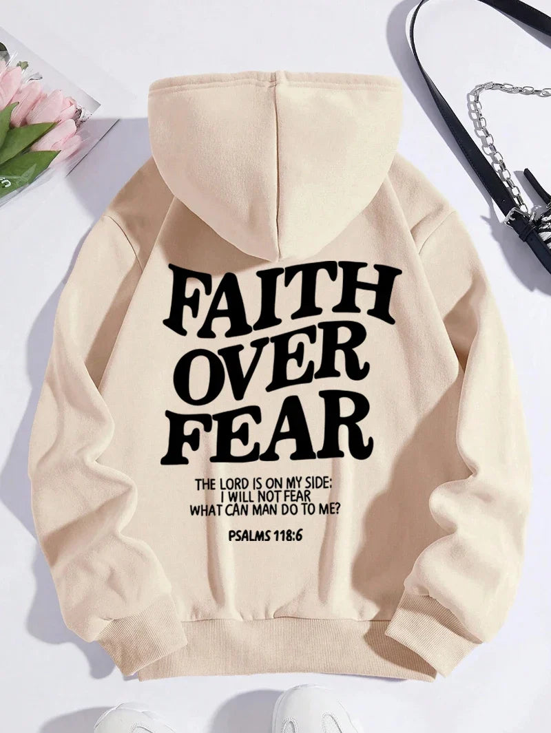 Hoodie met capuchon & tekstprint op de achterkant, lange mouwen, casual trui