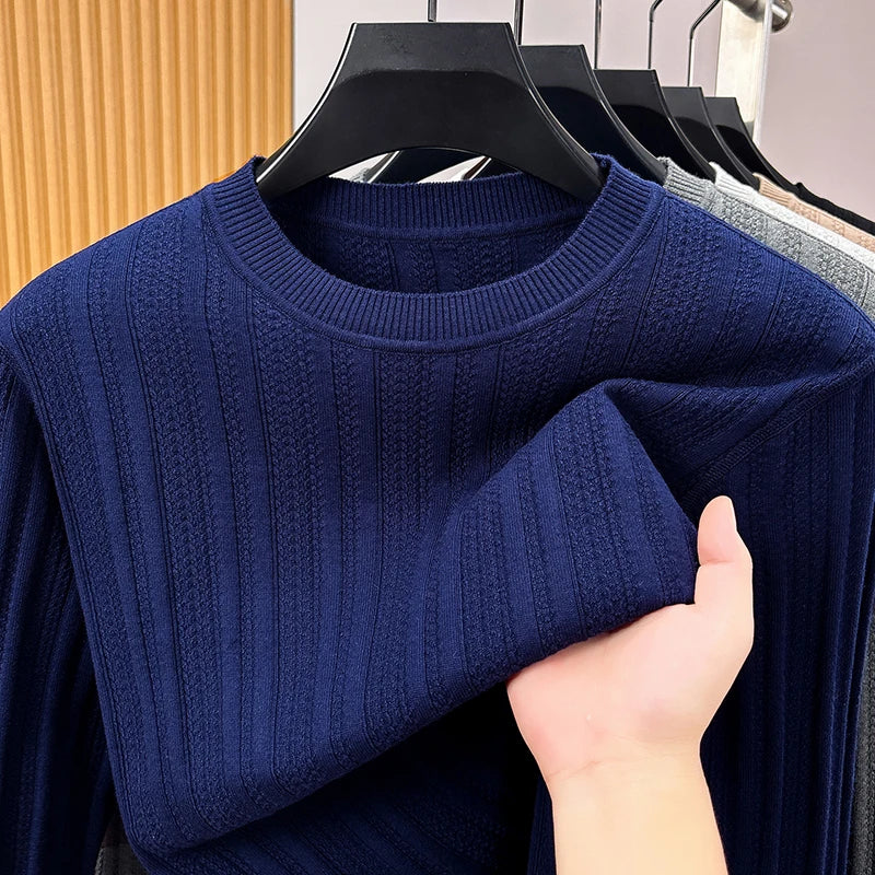 Unisex shirt met lange mouwen, ronde hals, fijngebreid, met patroon