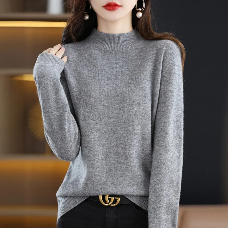 Damen Pullover mit Stehkragen Langarm