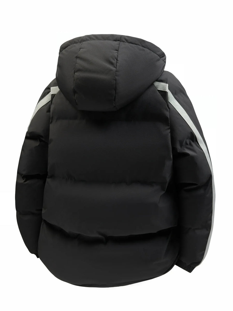 Unisex Winter Steppjacke mit Kapuze und Streifen