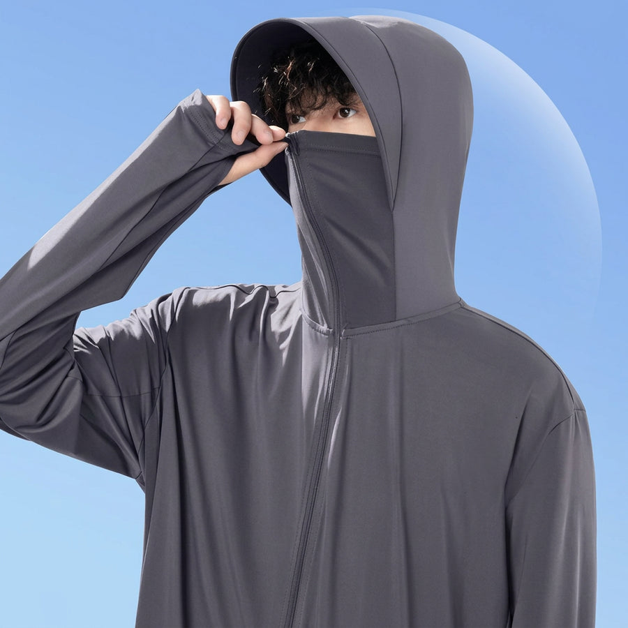 UV-beschermingsjas met capuchon en gezichtsmasker, rits, voor buitenactiviteiten