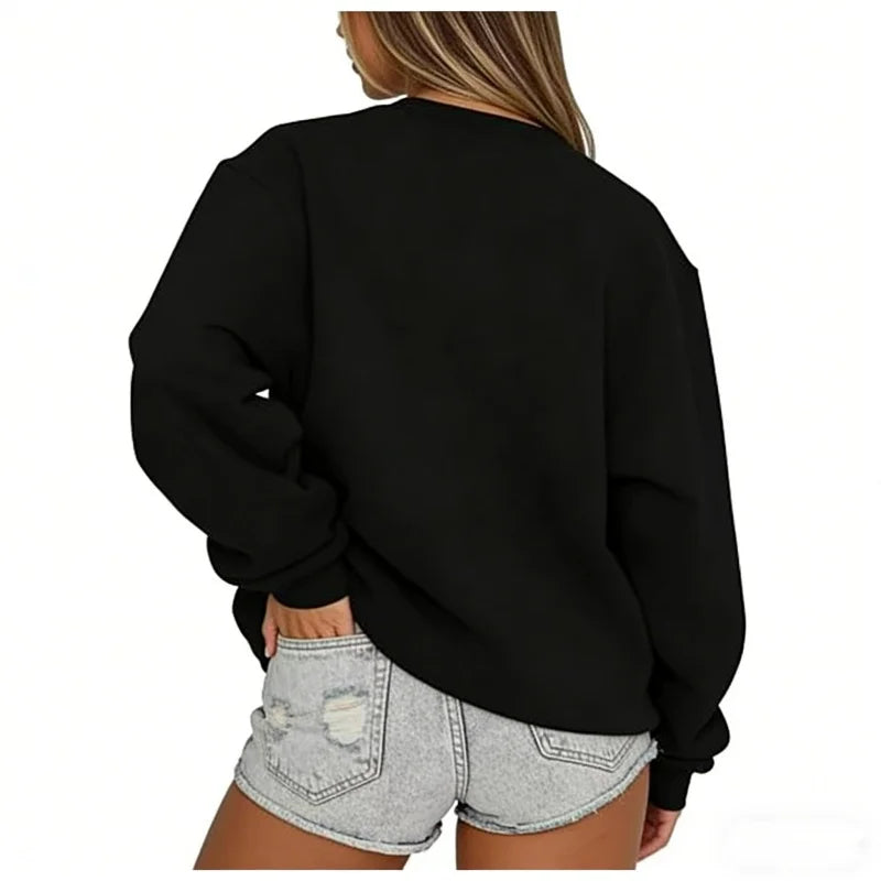 Oversized damessweatshirt met ronde hals en lange mouwen, casual trui