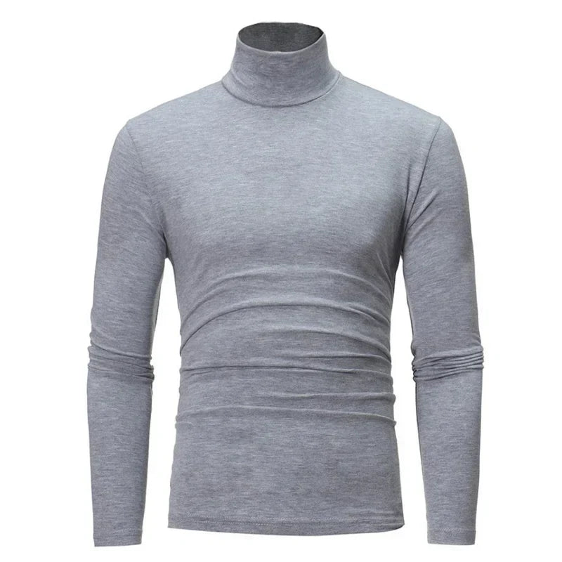 Heren colshirt met lange mouwen, nauwsluitend, effen