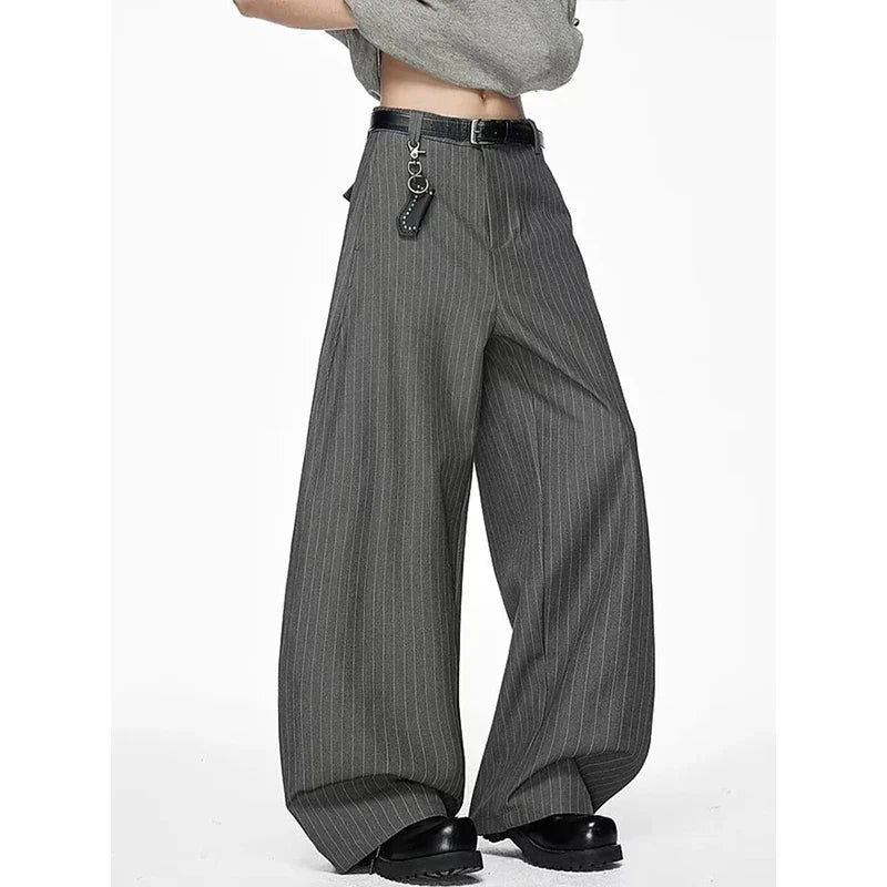 Weite Herrenhose Grau mit Nadelstreifen Elegant Freizeit