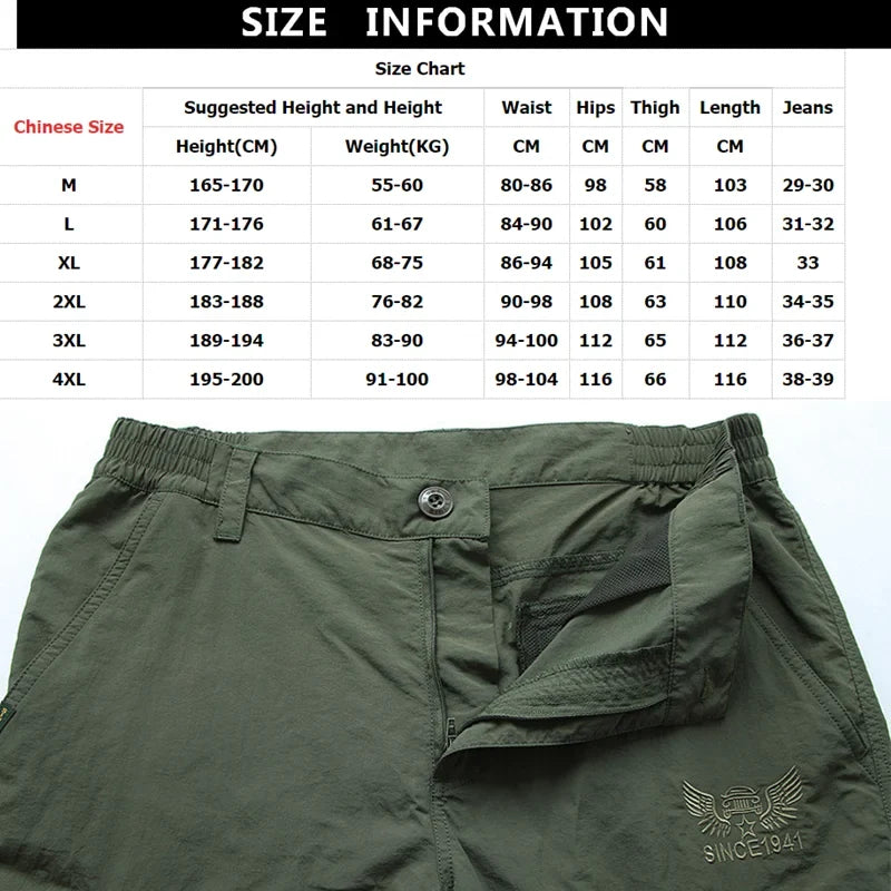 Herren Cargo-Hose mit mehreren Taschen, elastischem Bund