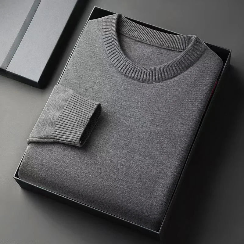 Unisex gebreide pullover met ronde hals en geribde boorden
