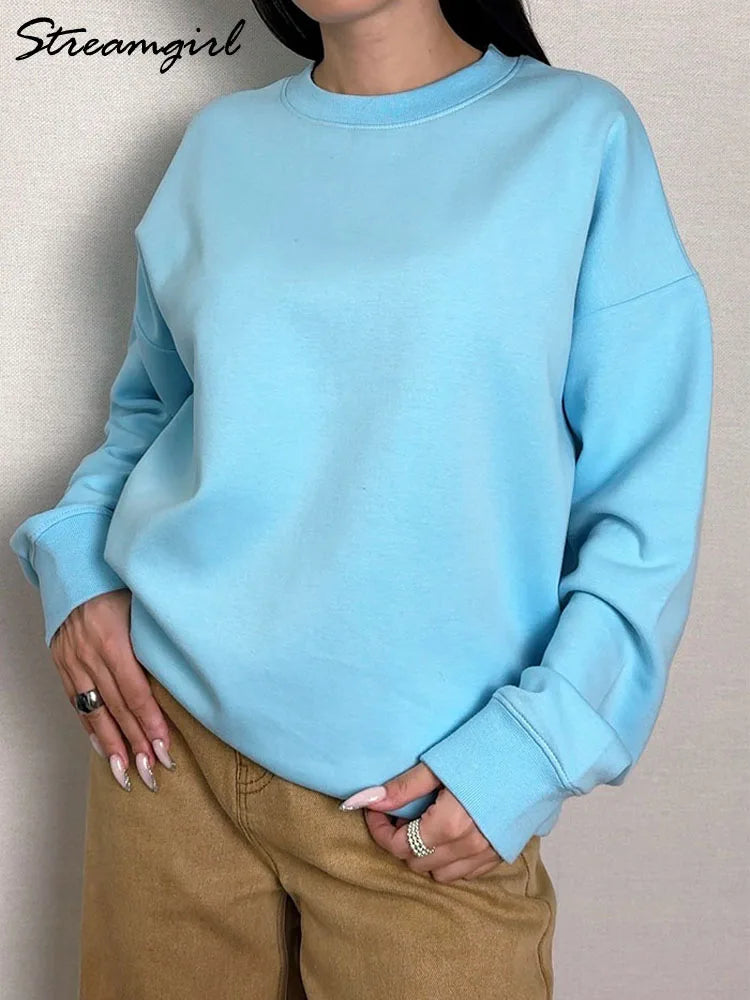 Unisex sweatshirt met lange mouwen, ronde hals, vrijetijdstrui