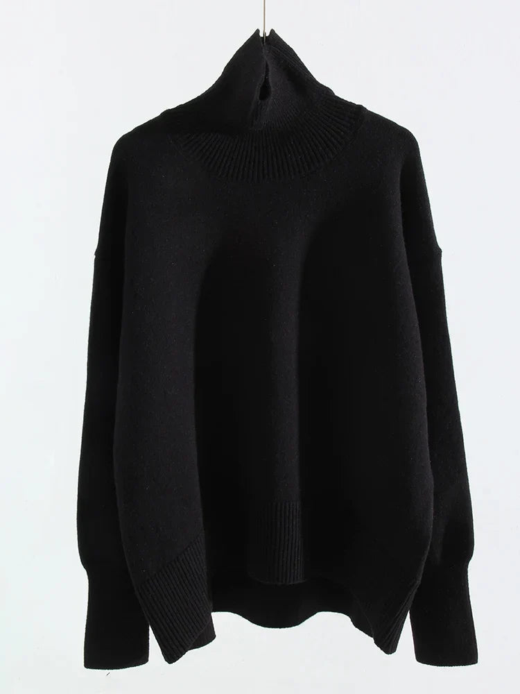 Dames oversized coltrui van grof breisel met geribde boorden