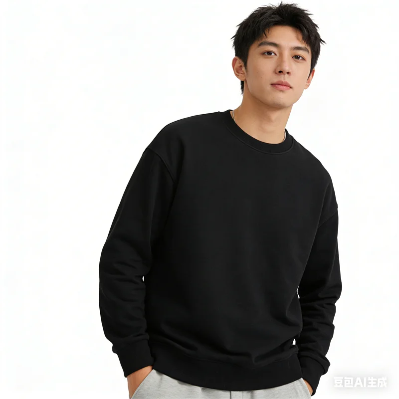 Uniseks basic sweatshirt met ronde hals en lange mouwen, eenvoudig