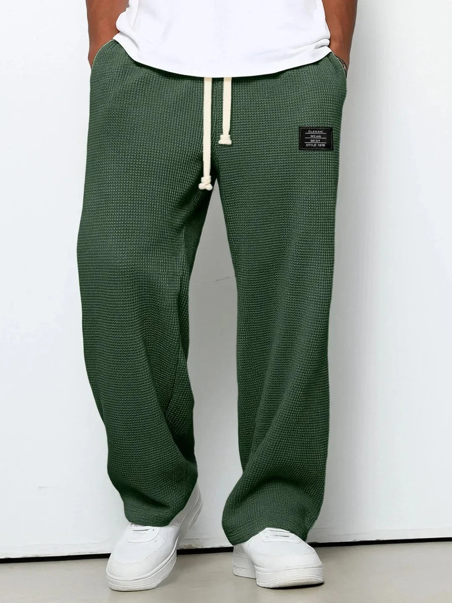 Unisex Waffel-Jogginghose mit Kordelzug und weitem Bein