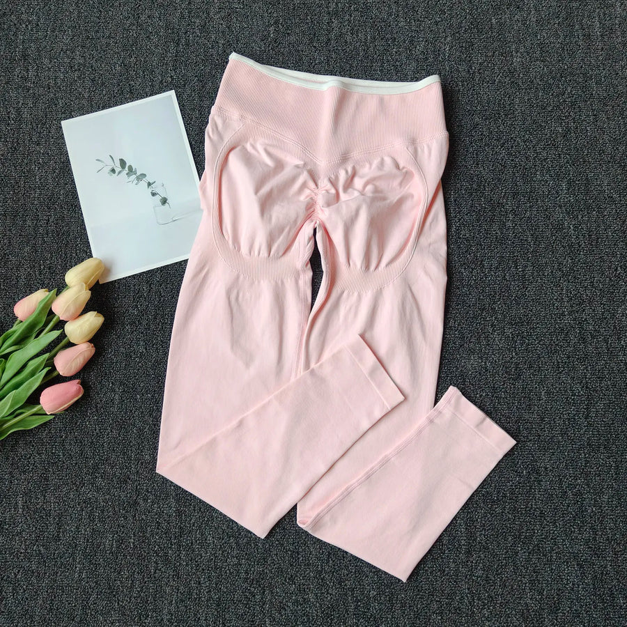 High-waist scrunch-buttlegging met rimpeldetail in verschillende kleuren