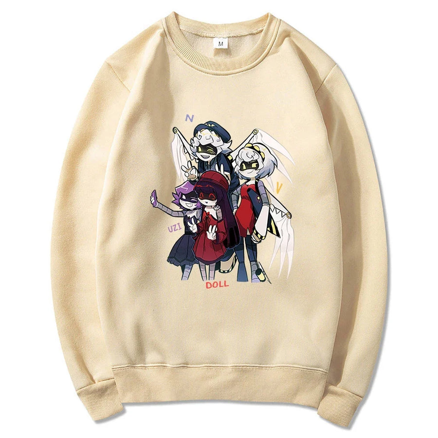 Unisexhoodie met kangoeroezak en anime-opdruk