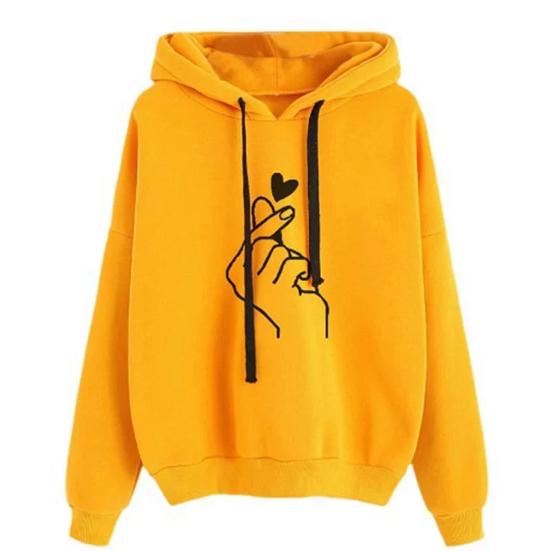 Dames-hoodie met hart-handprint en capuchon, casual sweatshirt
