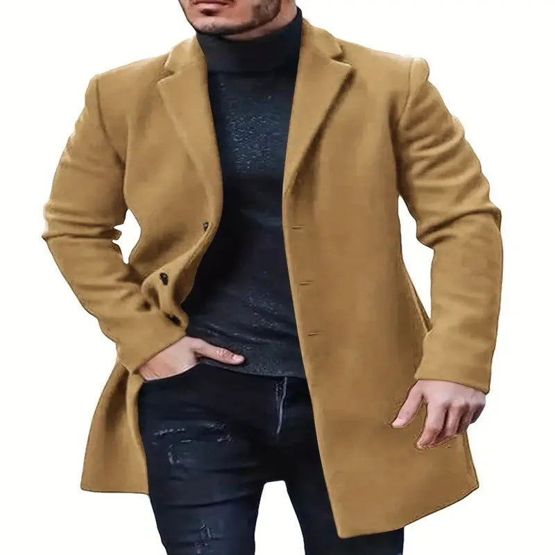 Herren Mantel Klassischer Schnitt Einreihig Langarm