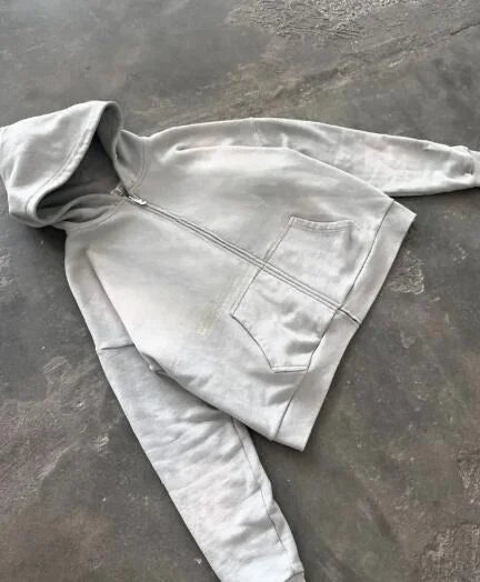 Unisex Kapuzenpullover mit Reißverschluss, türkis, grafisches Muster