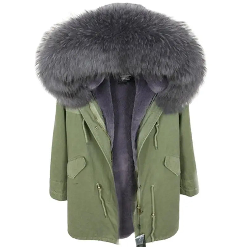 Winterparka mit Plüschfutter und Kunstpelzbesatz an Kapuze