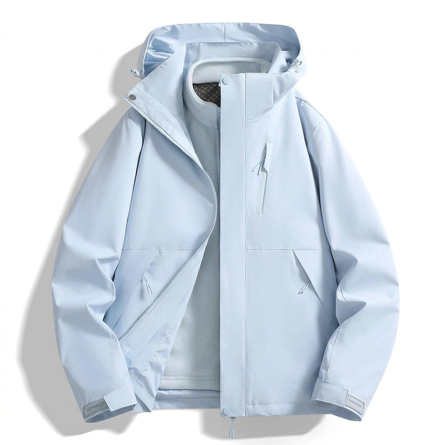 3-in-1 Jacke Unisex Wasserdicht Winddicht Winterjacke mit Fleece-Innenfutter Kapuze