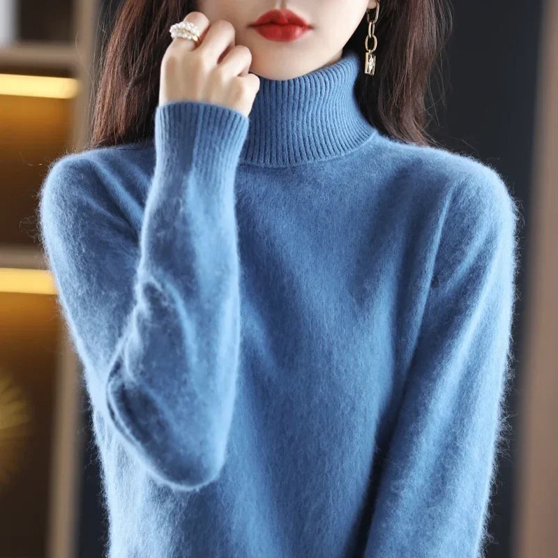 Damen Rollkragenpullover Langarm Strickpullover Weiches Material