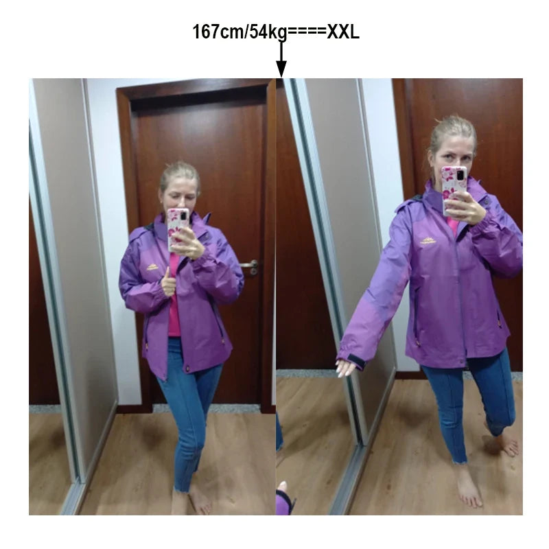 Damen Outdoorjacke mit Kapuze Winddicht Wasserabweisend 3-in-1 System