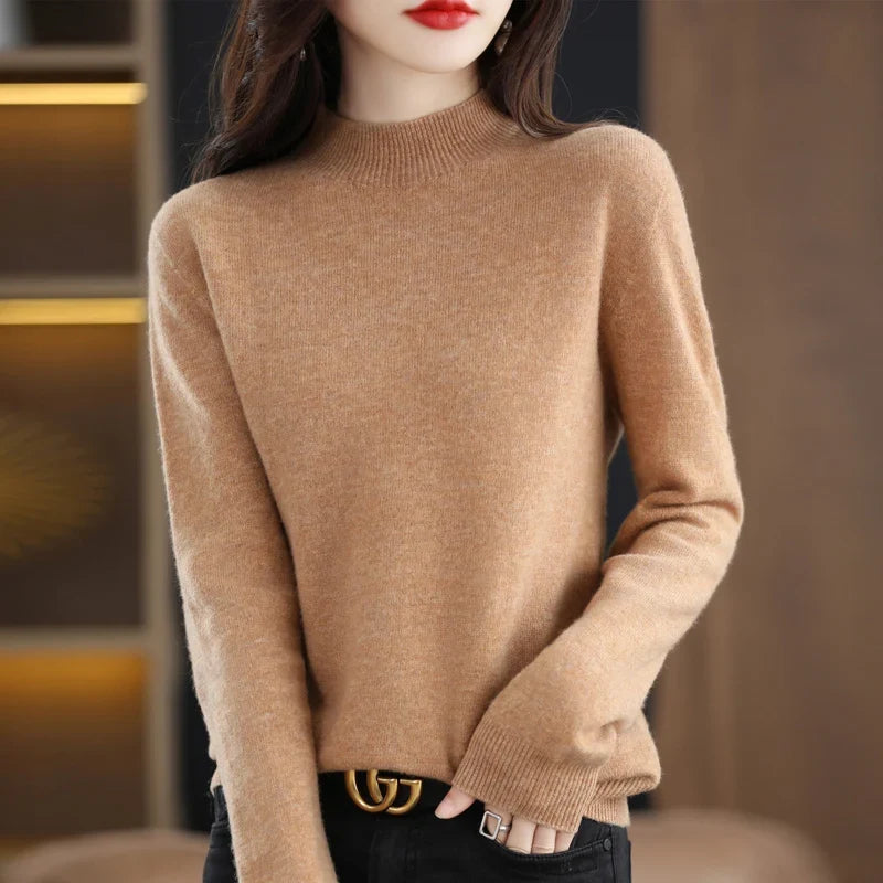 Damen Pullover mit Stehkragen Langarm