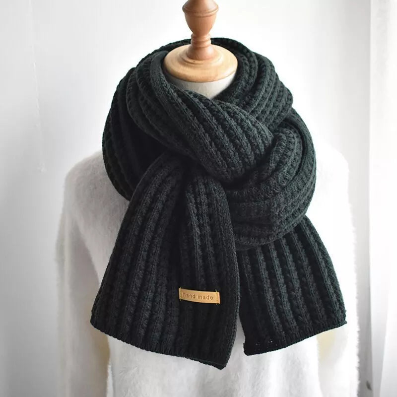 Unisex Winter Schal Gerippt Strick Schal mit „Handmade“ Etikett in verschiedenen Farben
