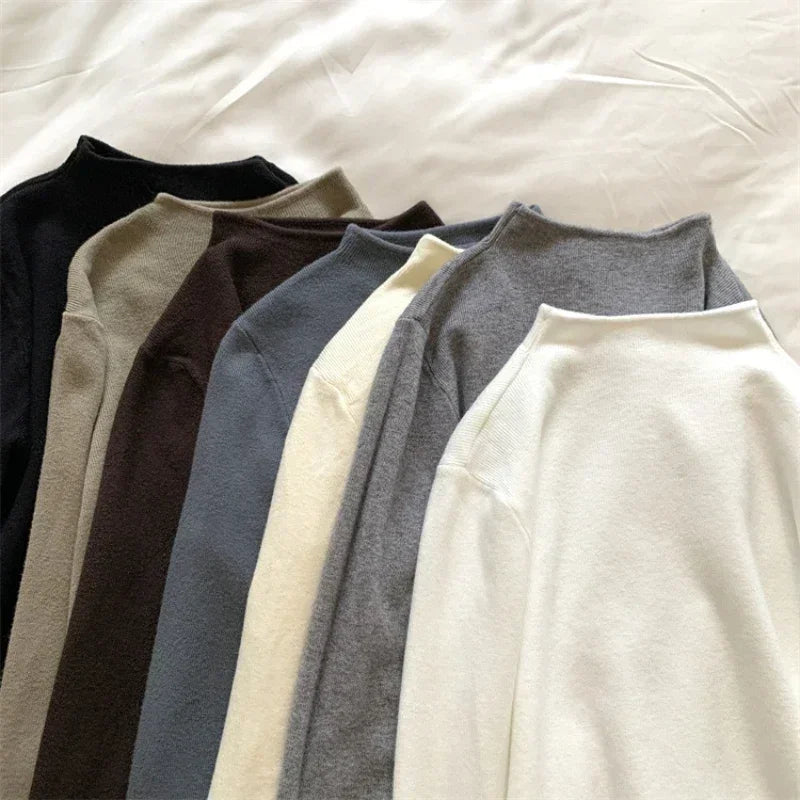 Dames fijne gebreide coltrui, slim fit, shirt met lange mouwen