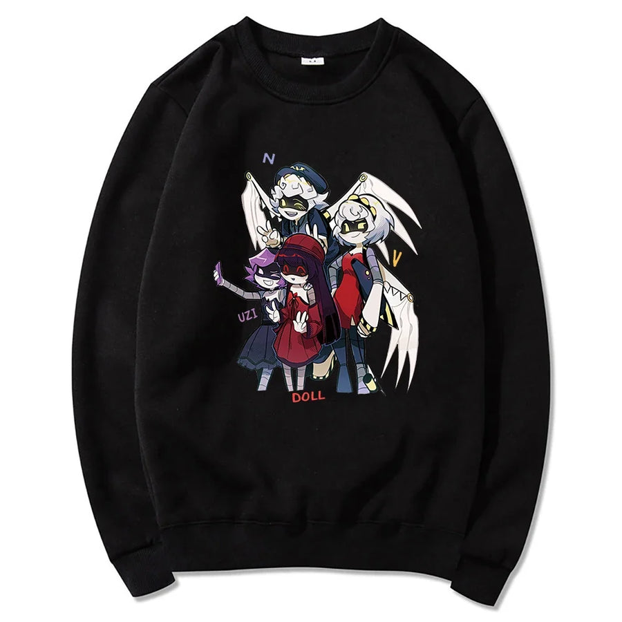 Unisexhoodie met kangoeroezak en anime-opdruk