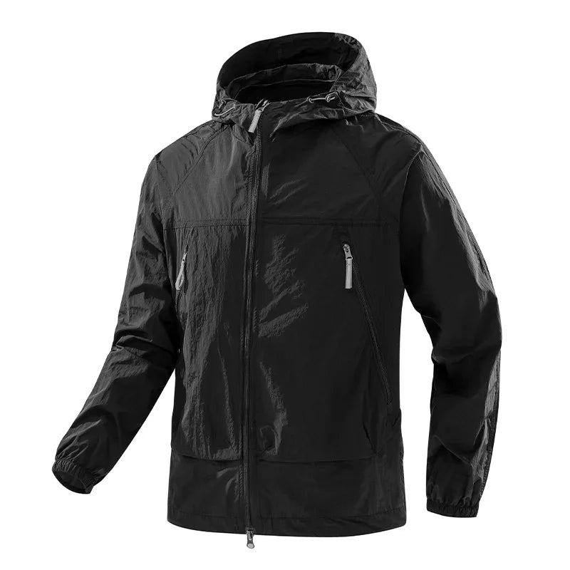 Leichte Kapuzenjacke Unisex Windbreaker mit Reißverschlüssen