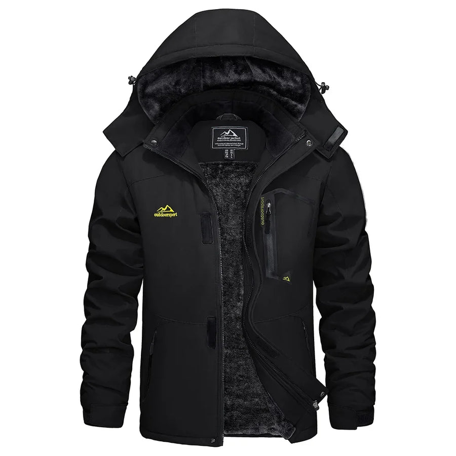 Herren Winterjacke mit Kapuze, gefüttert, atmungsaktiv, outdoor