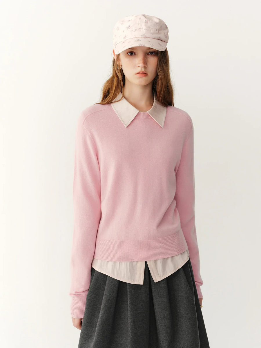 Damestrui met ronde hals, lange mouwen, gebreid en van zacht materiaal
