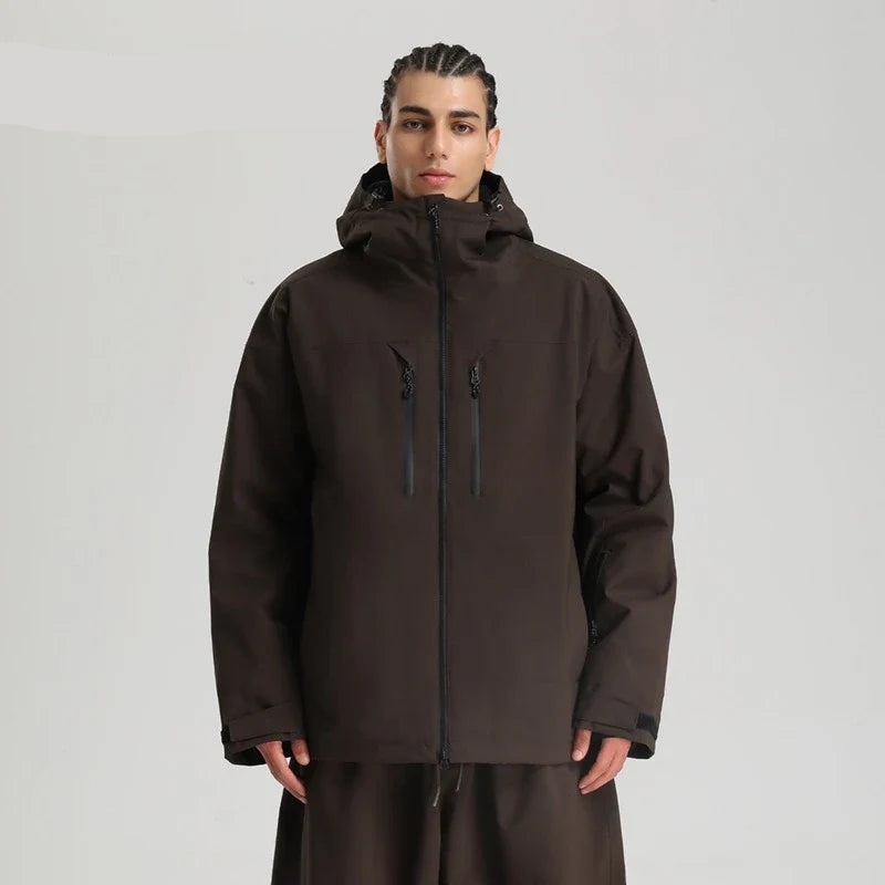Winter Skijacke Snowboardjacke mit Kapuze und Reißverschlüssen Herren